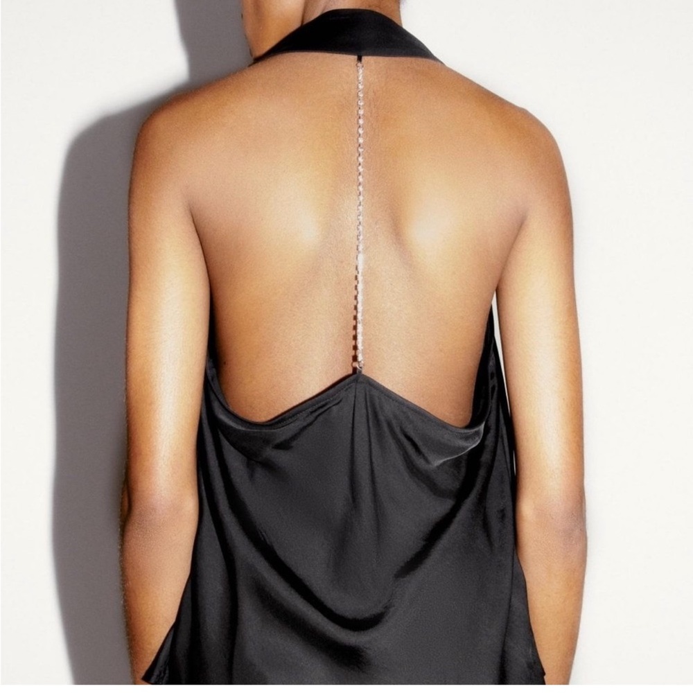 Zara Festive Days, Black Halter Top with Rhinestones down the back